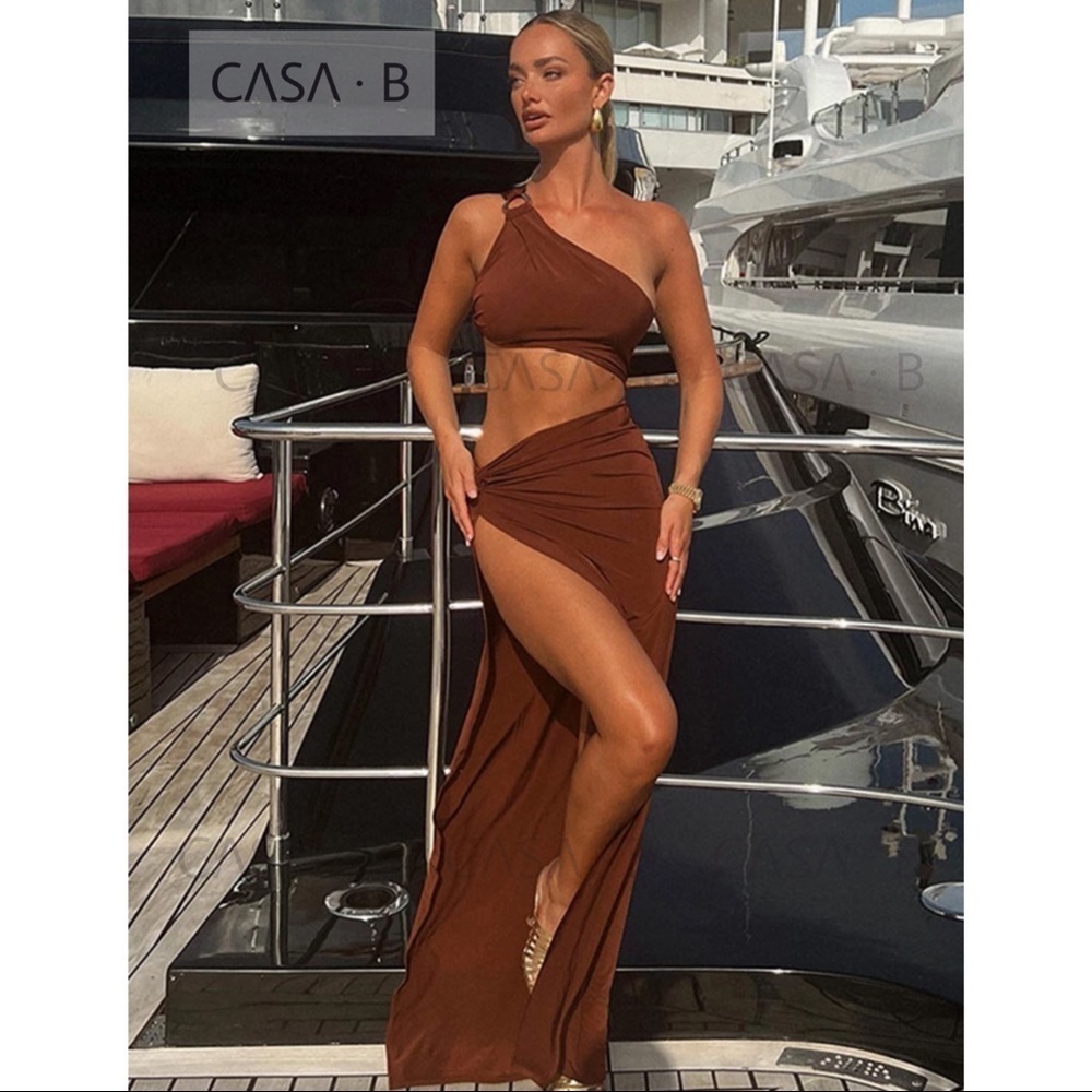CASA B| Skylar Side Cut-Out High Slit Maxi Dress - Picture 2 of 14